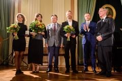 Nominowany w kategorii Teatr Grzegorz Damięcki oraz Alicja Przerazińska i Paulina Chodnicka, która odebrała Medal Pamiątkowy w imieniu Andrzeja Seweryna, 23 września 2019, Zamek Królewski w Warszawie, fot. Tomasz Urbanek/East News